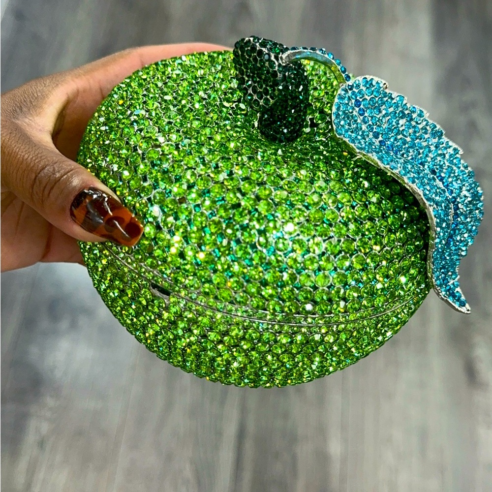 Emerald Bliss Crystal Apple Clutch